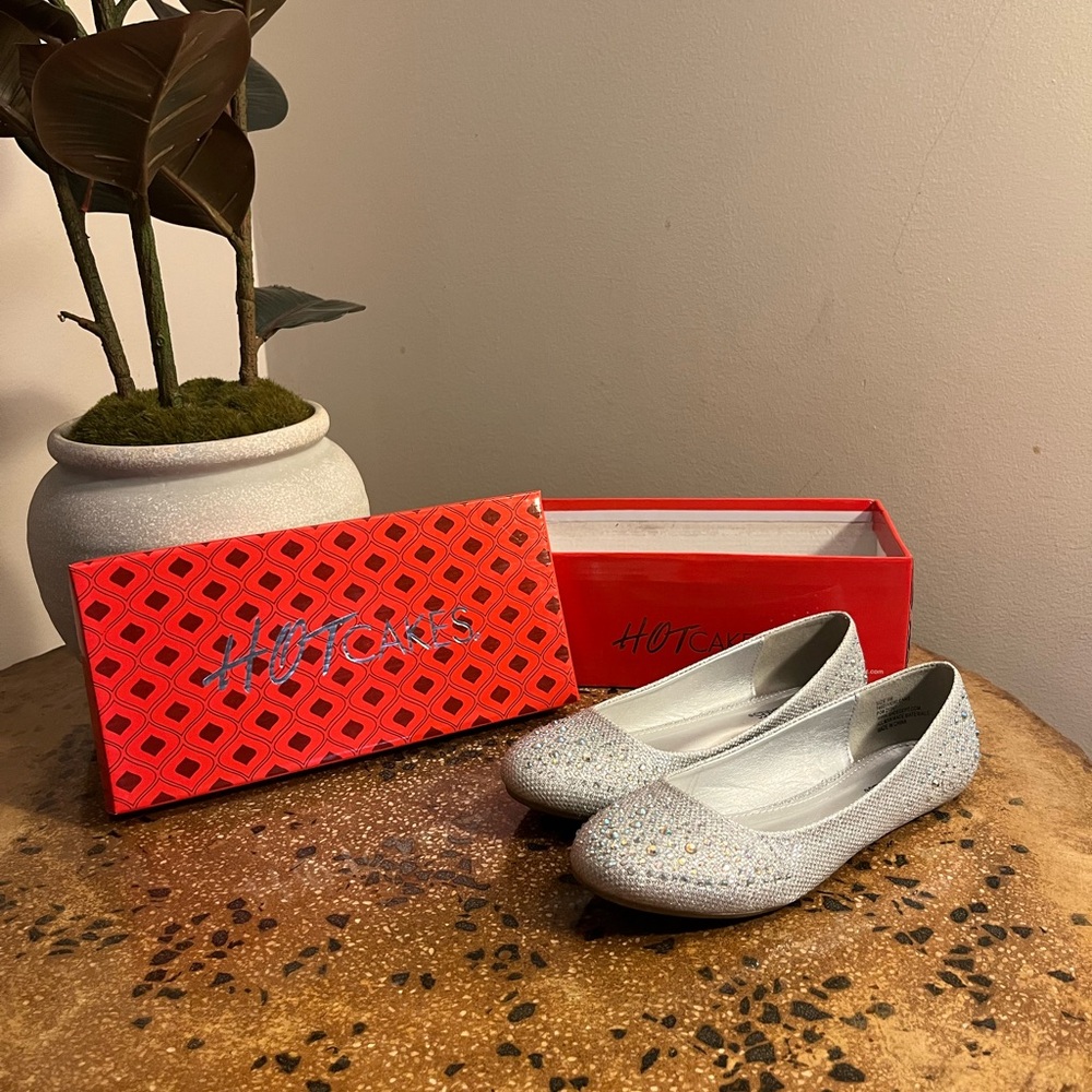 Hot Cakes Silver Bejeweled/ Sparkly Ballet Flats